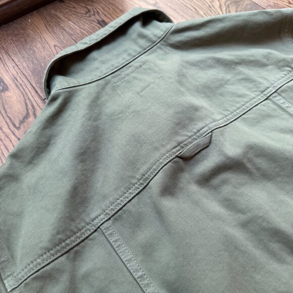 UpWest Women’s Green Denim Jacket Size Large Button Front Cotton Utility Casual - Picture 13 of 14